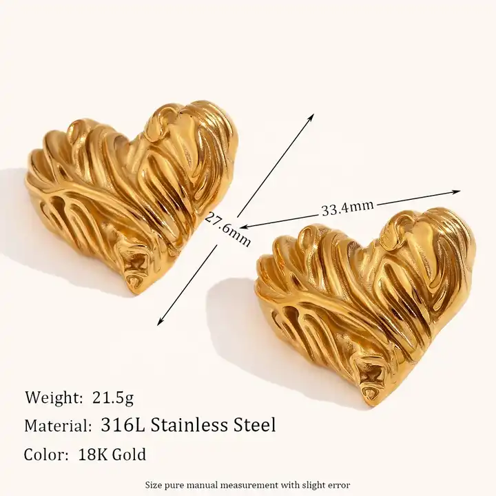 18KT Gold plated Velvet Heart Stud Earrings - Atulya Jewellers