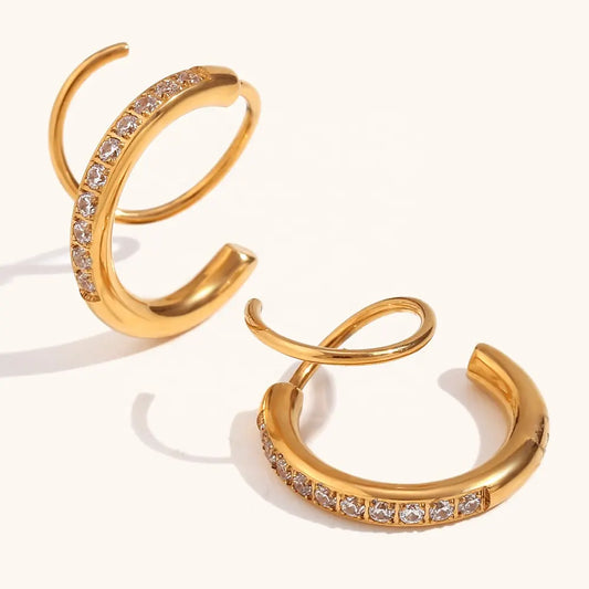 18KT Gold Plated Nora 2 in 1 CZ Huggies