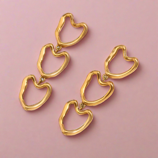 18KT Gold Plated Hollow Heart Earrings