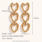 18KT Gold Plated Hollow Heart Earrings - Atulya Jewellers