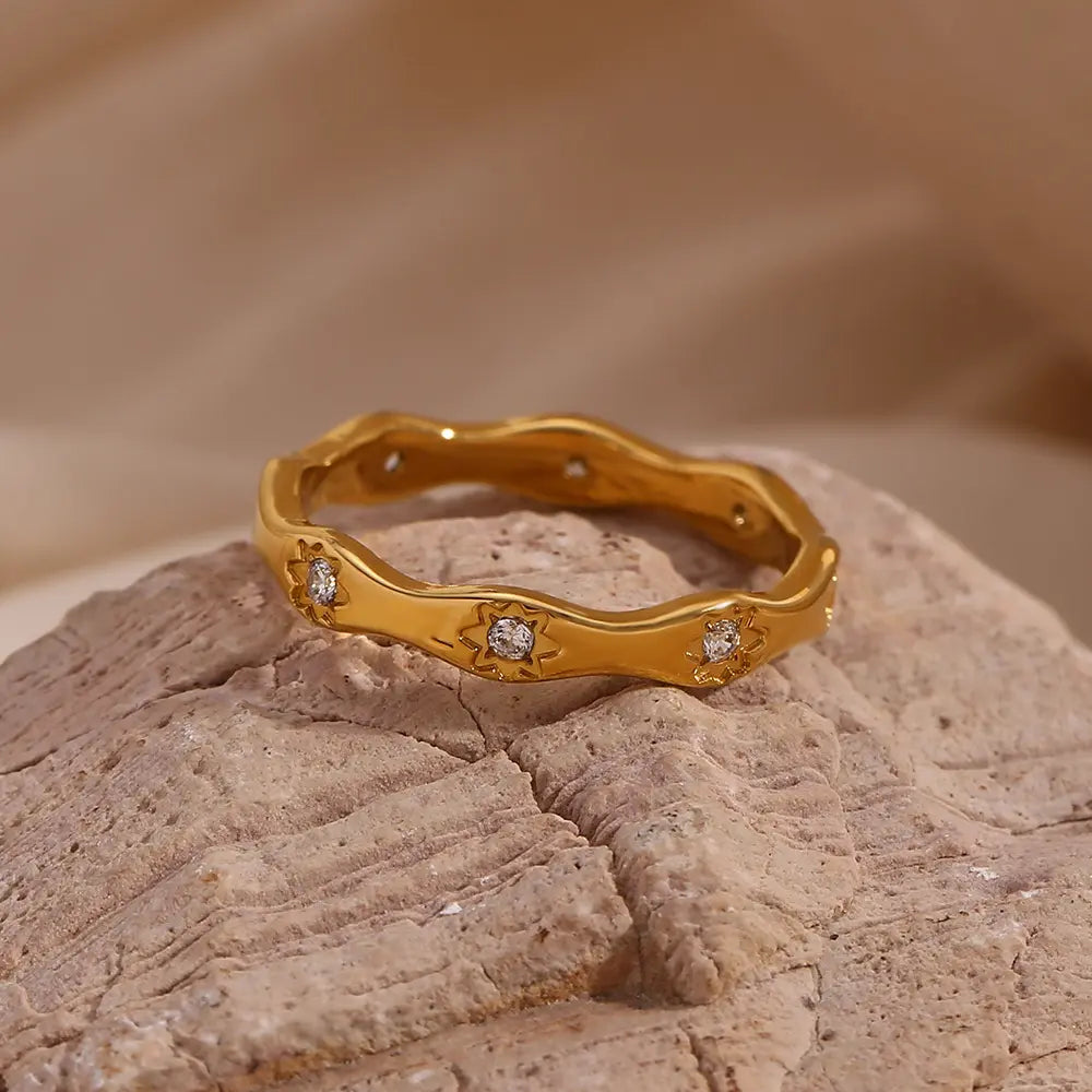 18KT Gold Plated Laura CZ Ring - Atulya Jewellers