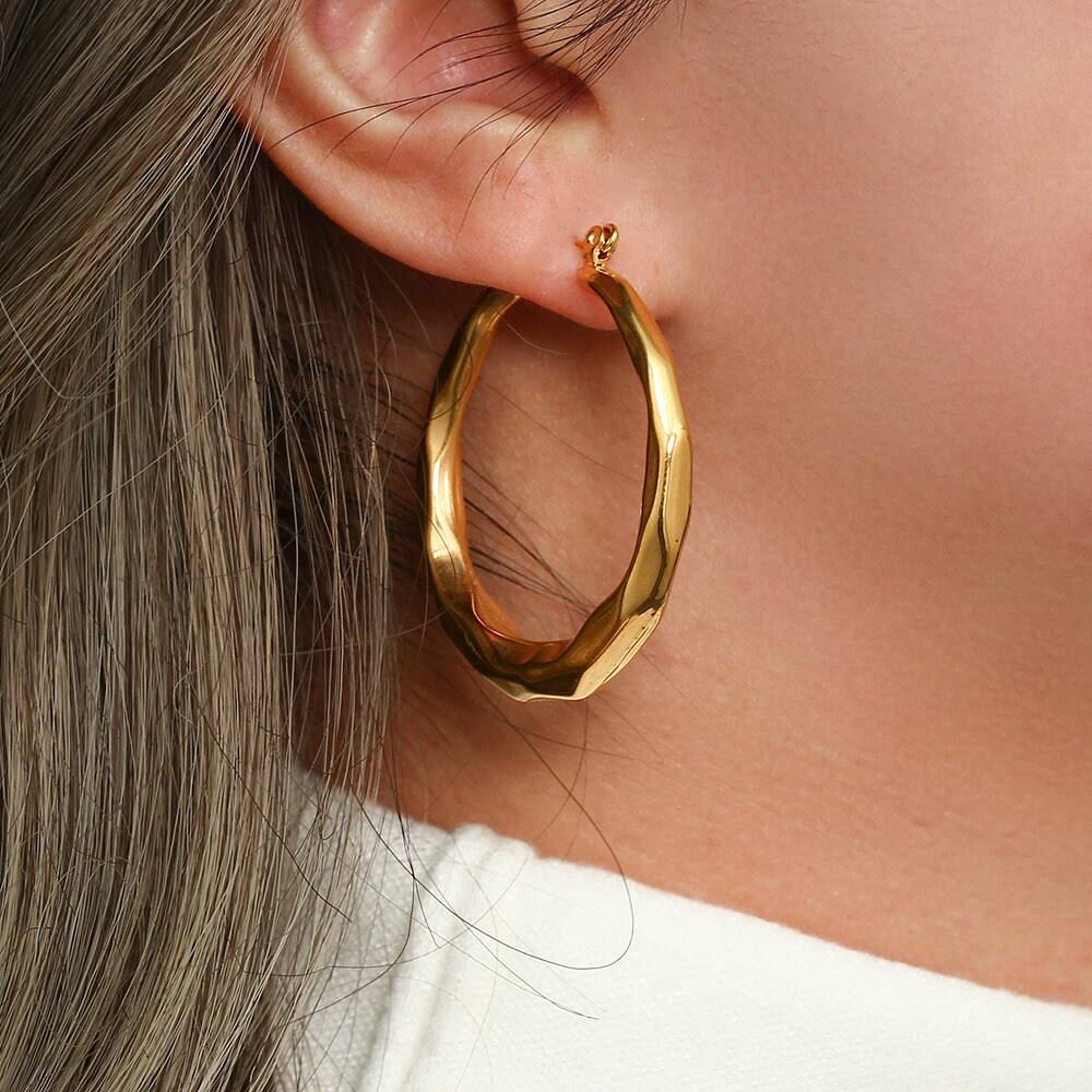 18KT Gold Plated Polly Hoop Earrings - Atulya Jewellers