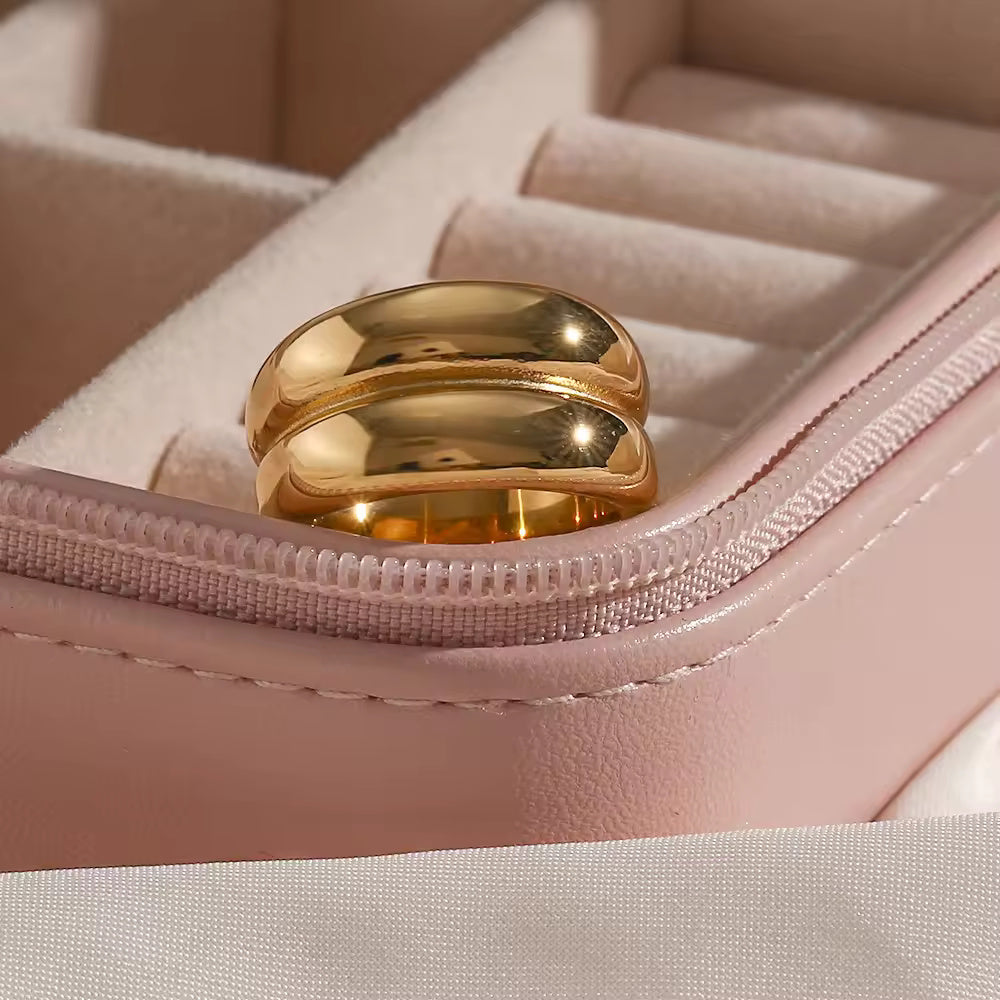18KT Gold Plated Drum Ring - Atulya Jewellers