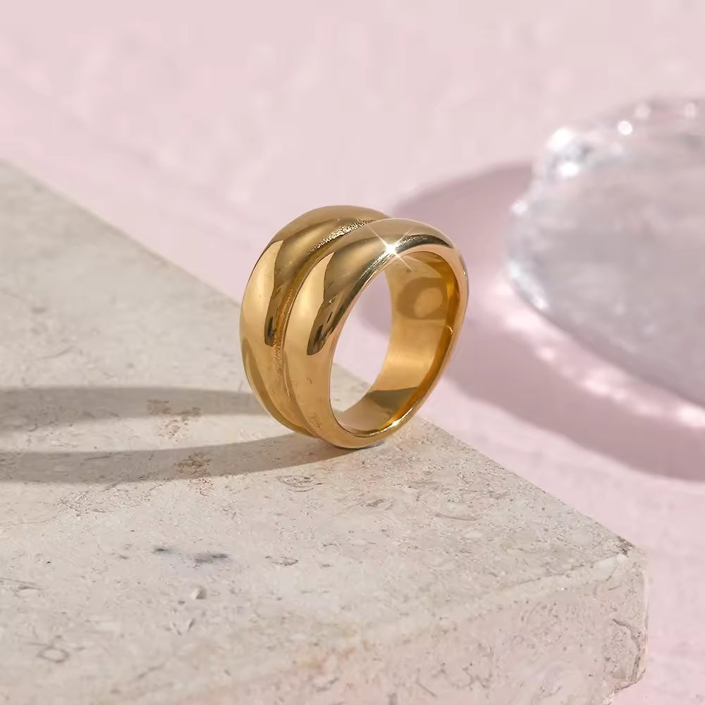 18KT Gold Plated Drum Ring - Atulya Jewellers