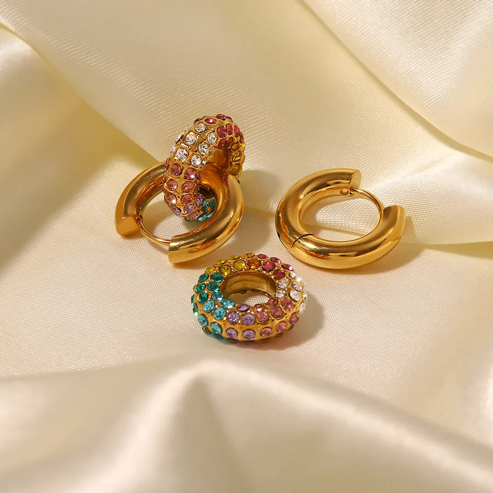 18KT Gold Plated Maria Multicolour Hoop Earrings - Atulya Jewellers