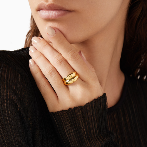 18KT Gold Plated Drum Ring - Atulya Jewellers