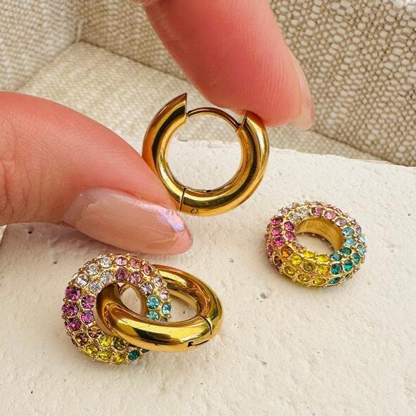 18KT Gold Plated Maria Multicolour Hoop Earrings - Atulya Jewellers