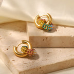 18KT Gold Plated Maria Multicolour Hoop Earrings - Atulya Jewellers