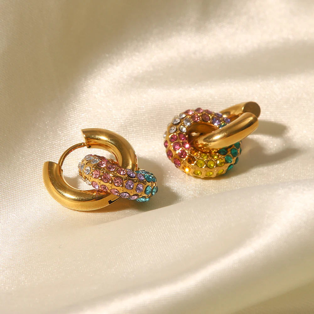 18KT Gold Plated Maria Multicolour Hoop Earrings - Atulya Jewellers