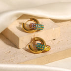 18KT Gold Plated Maria Multicolour Hoop Earrings - Atulya Jewellers