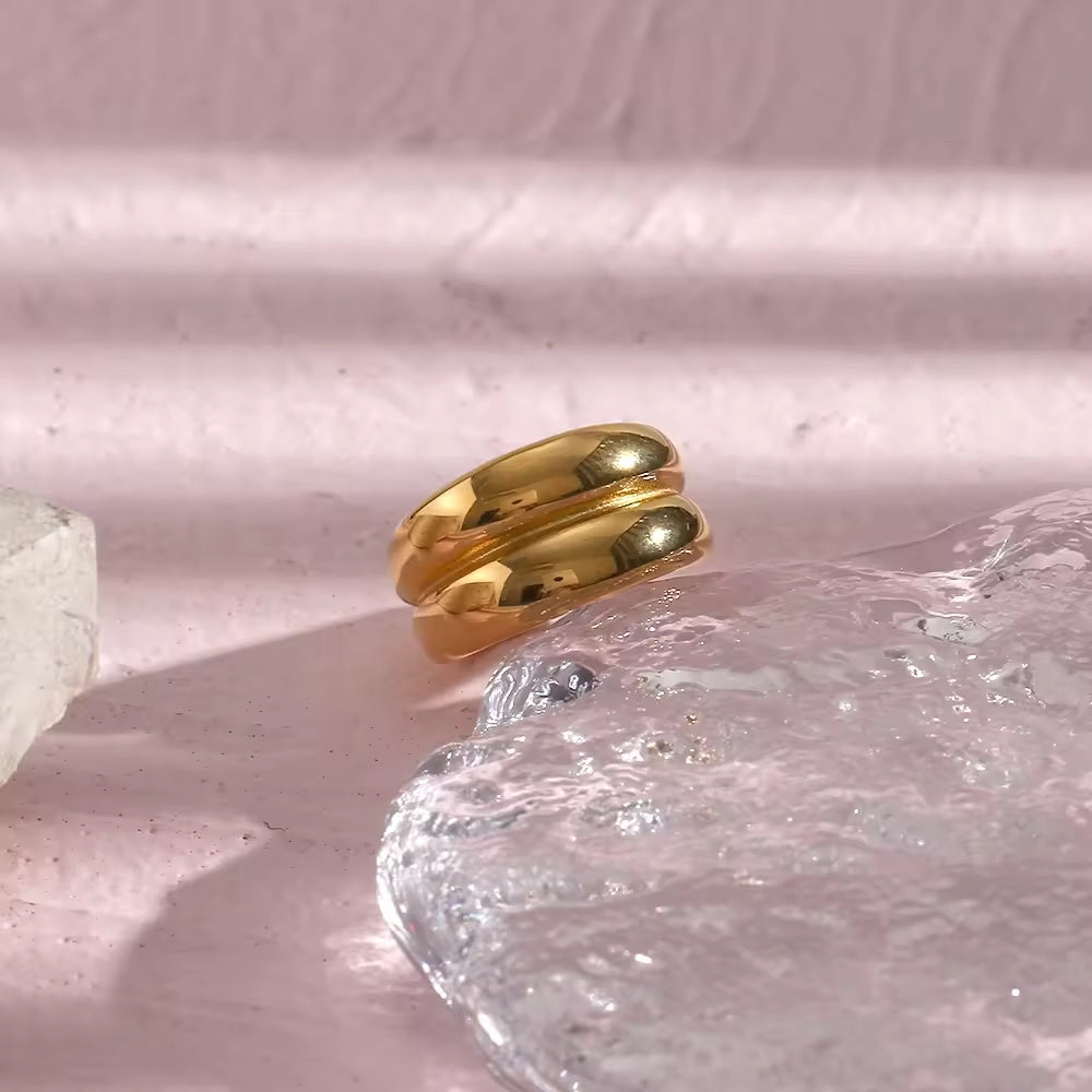 18KT Gold Plated Drum Ring - Atulya Jewellers