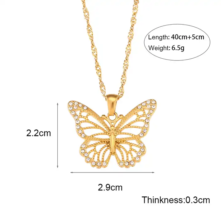18KT Gold Plated Butterfly CZ Necklace - Atulya Jewellers