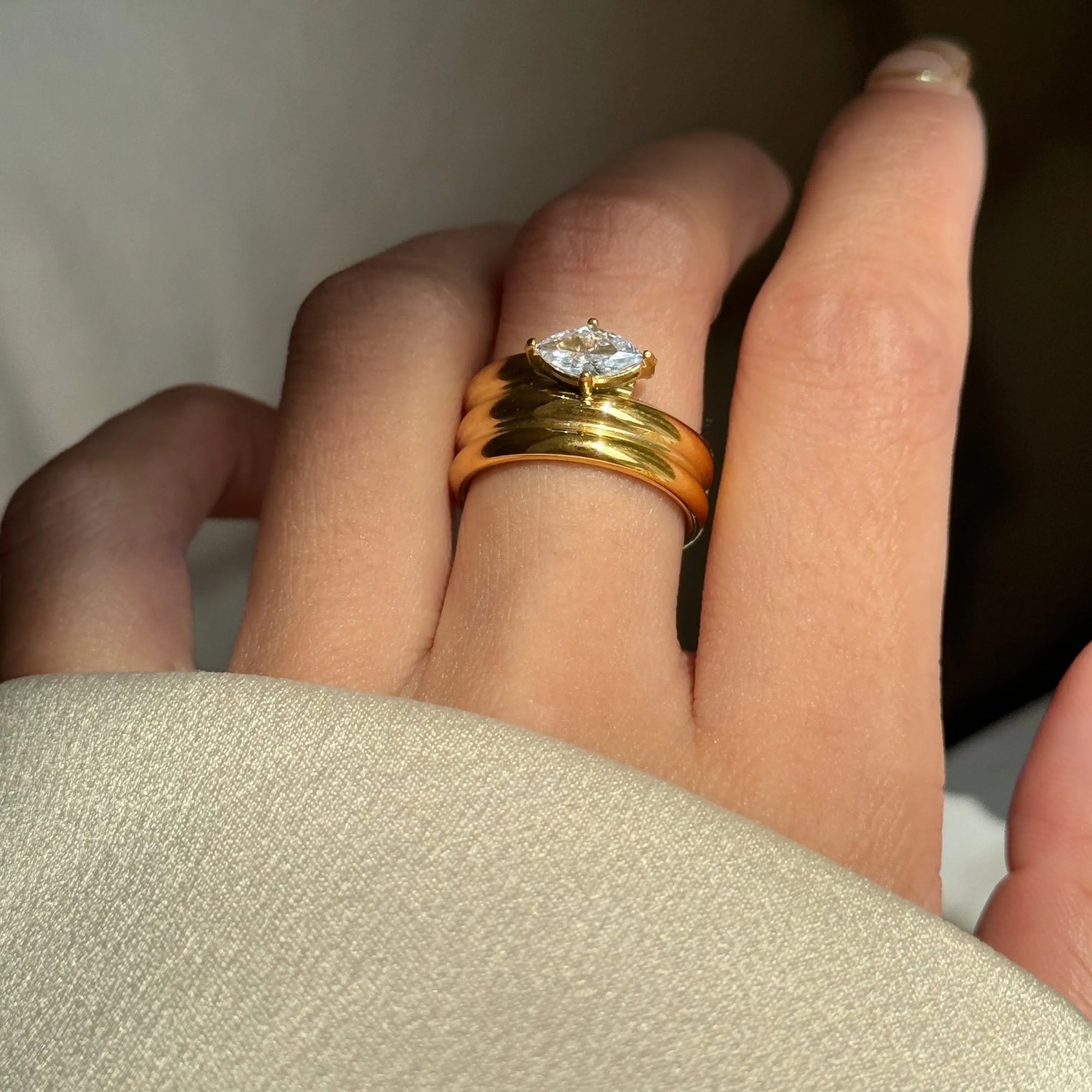 18KT Gold Plated Elena CZ Ring - Atulya Jewellers