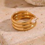 18KT Gold Plated Elena CZ Ring - Atulya Jewellers