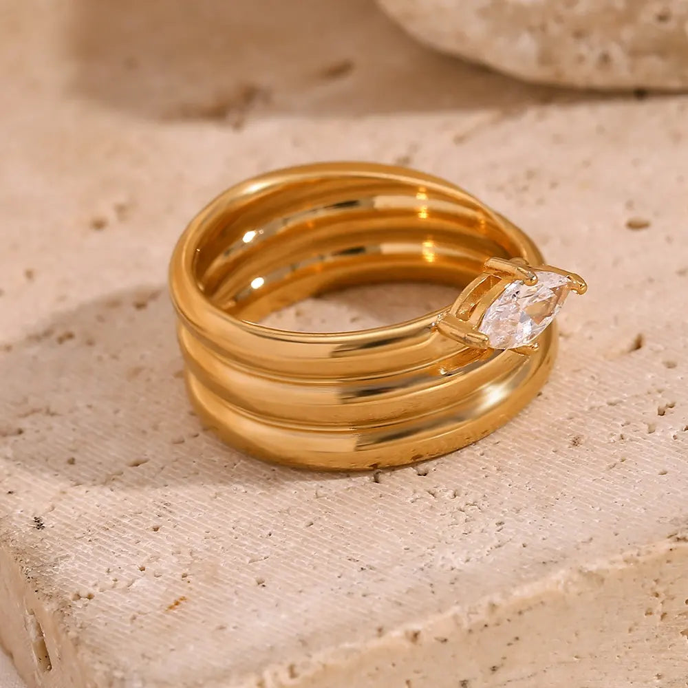 18KT Gold Plated Elena CZ Ring - Atulya Jewellers