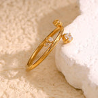 18KT Gold Plated Saylor CZ Ring - Atulya Jewellers