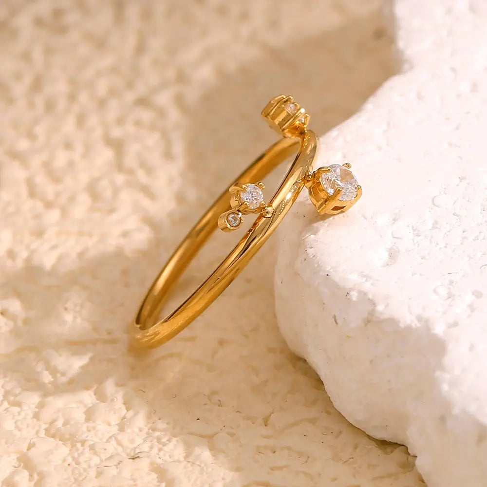 18KT Gold Plated Saylor CZ Ring - Atulya Jewellers