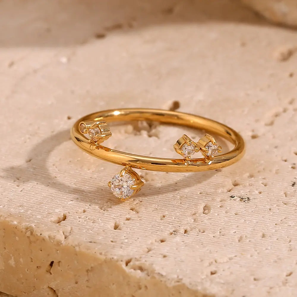 18KT Gold Plated Saylor CZ Ring - Atulya Jewellers