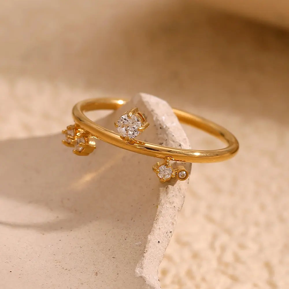 18KT Gold Plated Saylor CZ Ring - Atulya Jewellers