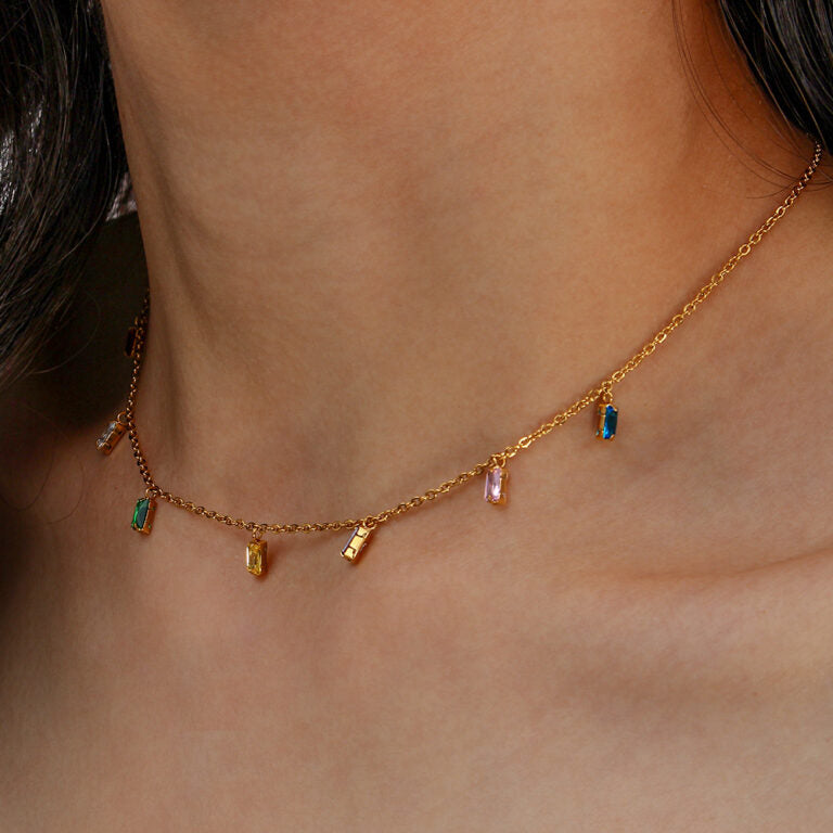 18KT Gold Plated Grace Multicolour Necklace - Atulya Jewellers