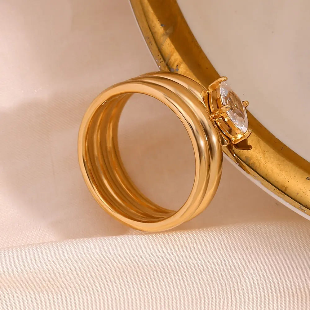 18KT Gold Plated Elena CZ Ring - Atulya Jewellers