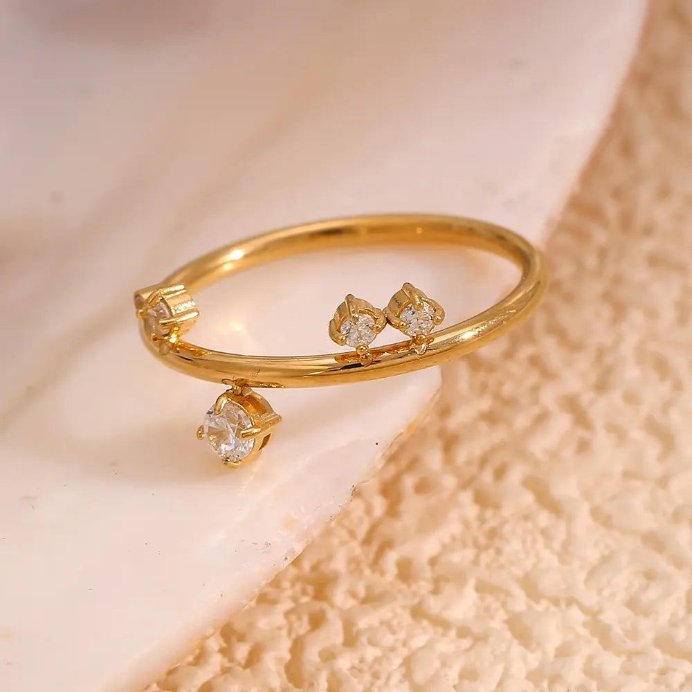 18KT Gold Plated Saylor CZ Ring - Atulya Jewellers
