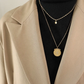 18KT Gold Plated Roman Compass Layered Necklace