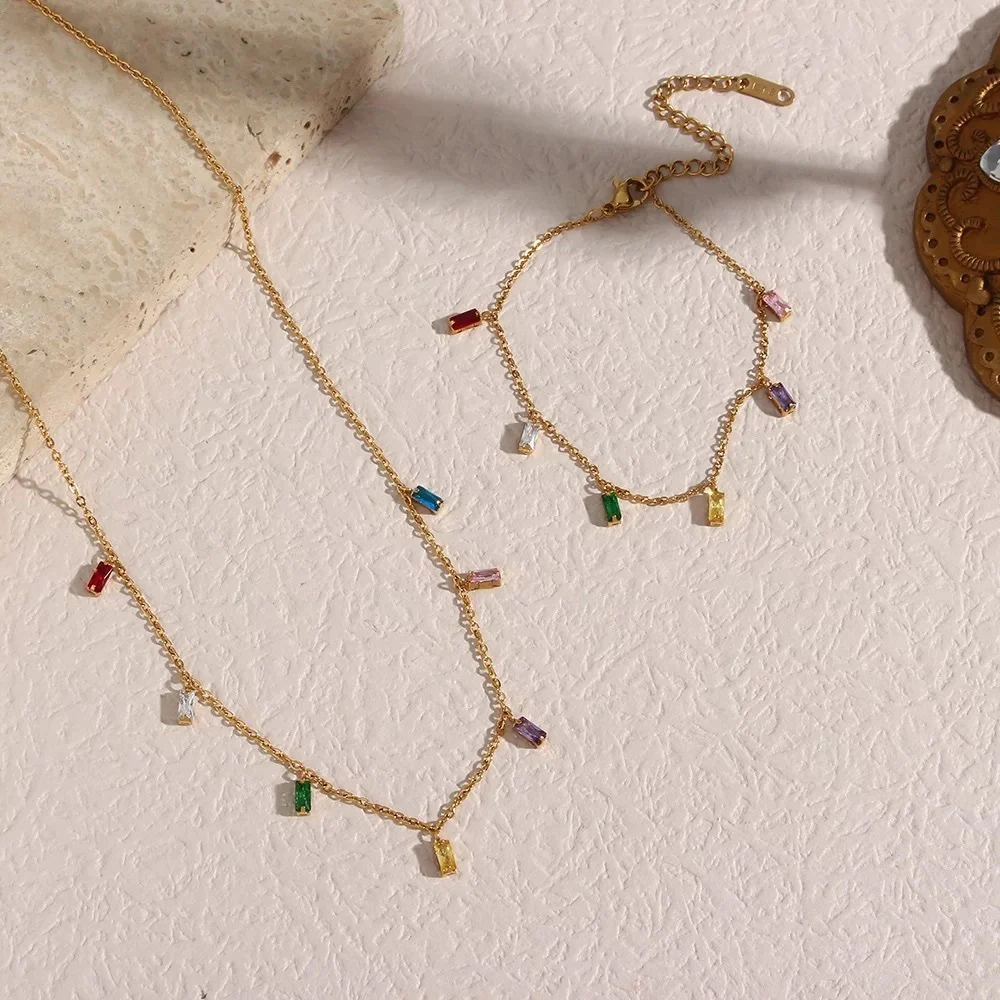 18KT Gold Plated Grace Multicolour Necklace - Atulya Jewellers