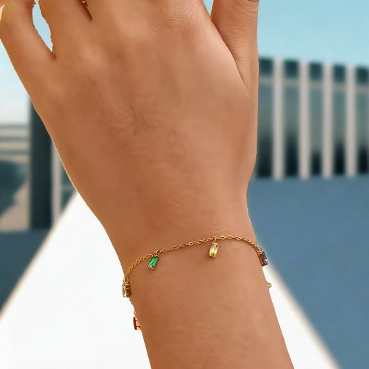 18KT Gold Plated Grace Multicolour Bracelet