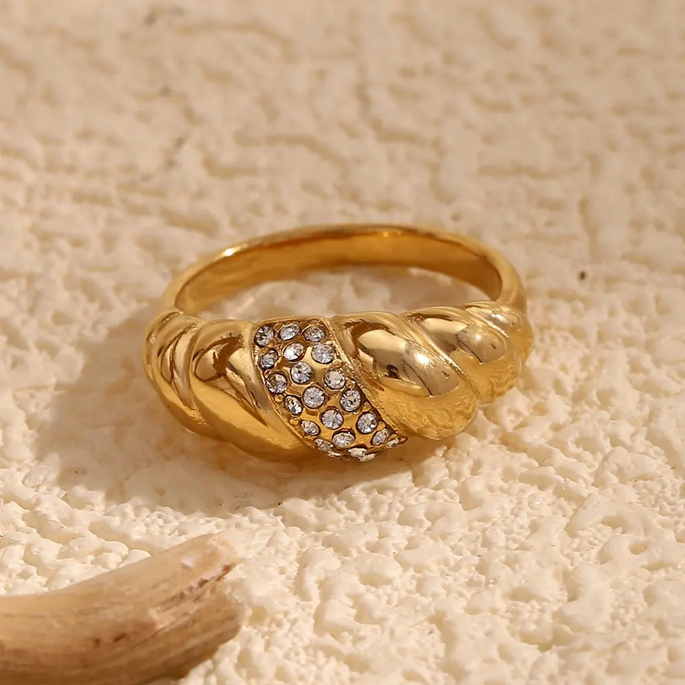 18KT Gold Plated Croissant CZ Ring