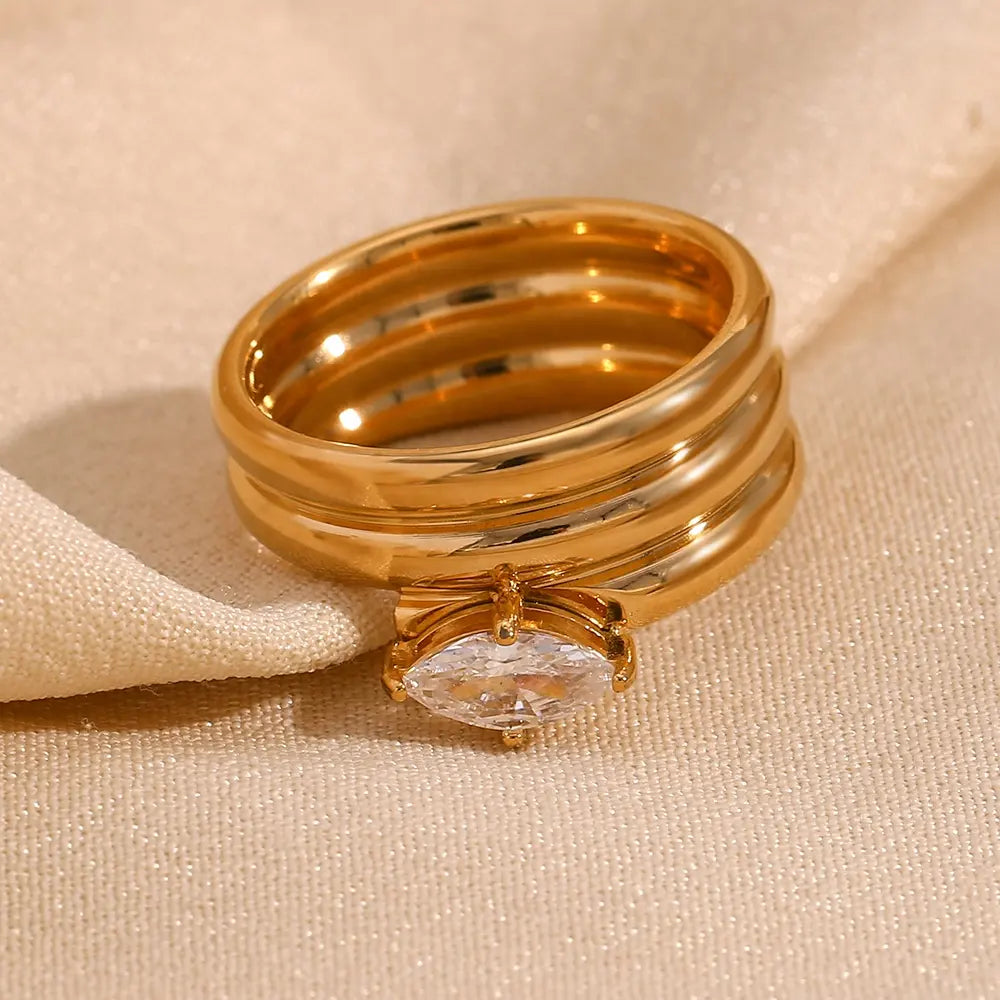18KT Gold Plated Elena CZ Ring - Atulya Jewellers