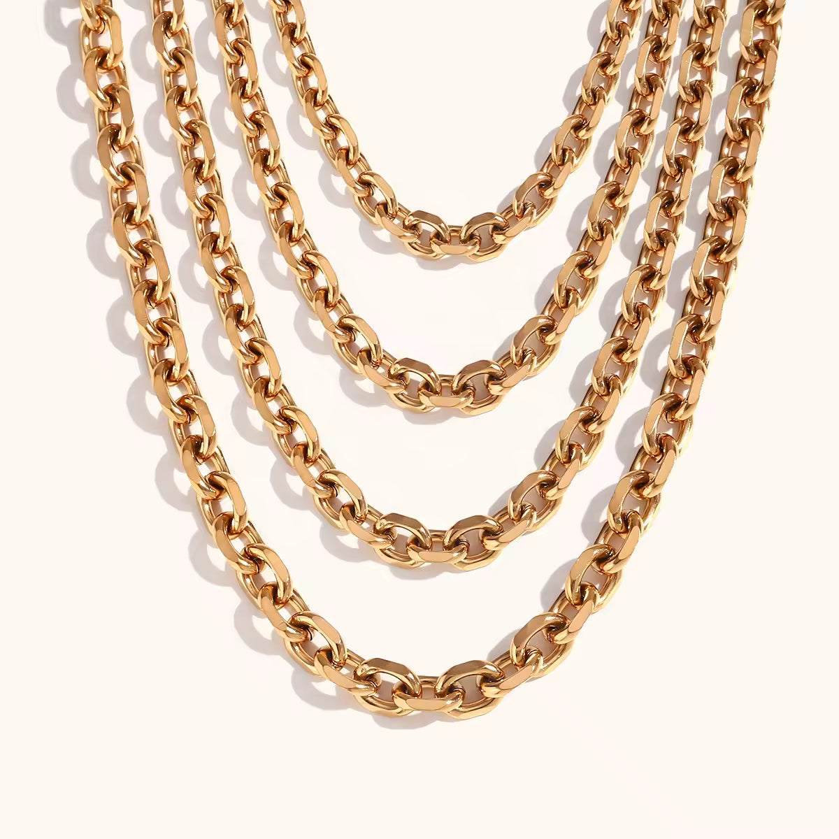 18KT Gold Plated Punky Oval Link Chain - Atulya Jewellers