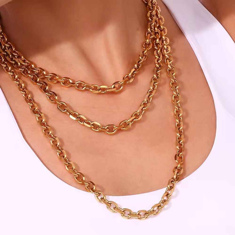 18KT Gold Plated Punky Oval Link Chain - Atulya Jewellers