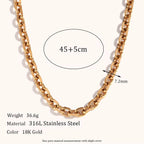 18KT Gold Plated Punky Oval Link Chain 45cm - Main Image