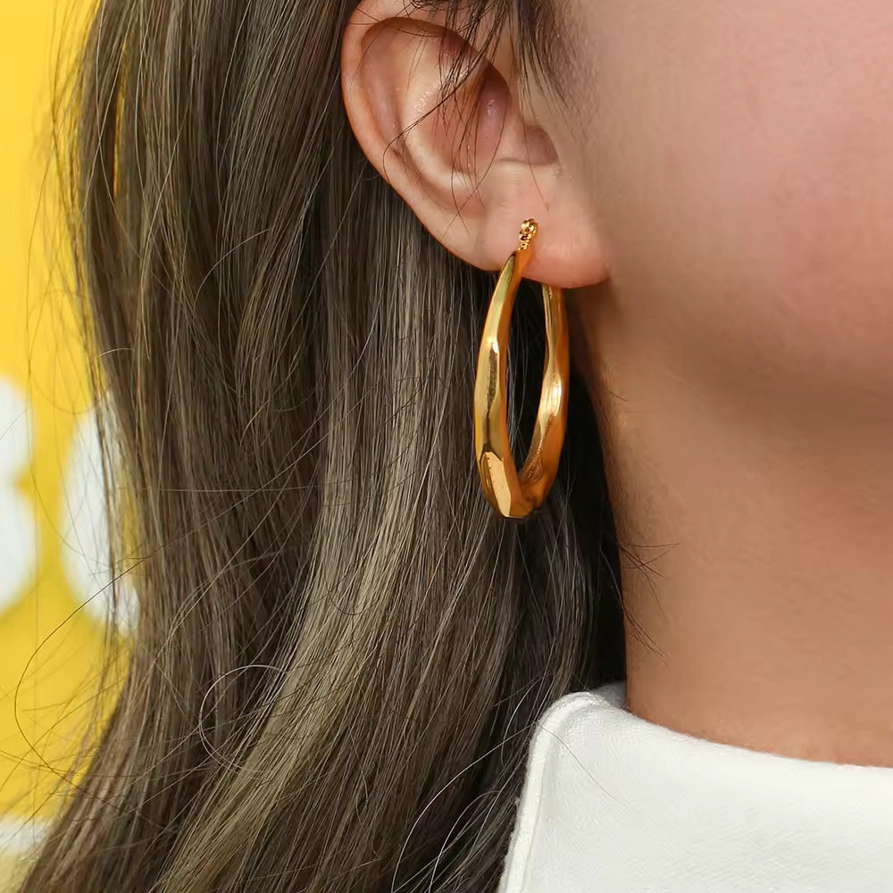 18KT Gold Plated Polly Hoop Earrings - Atulya Jewellers