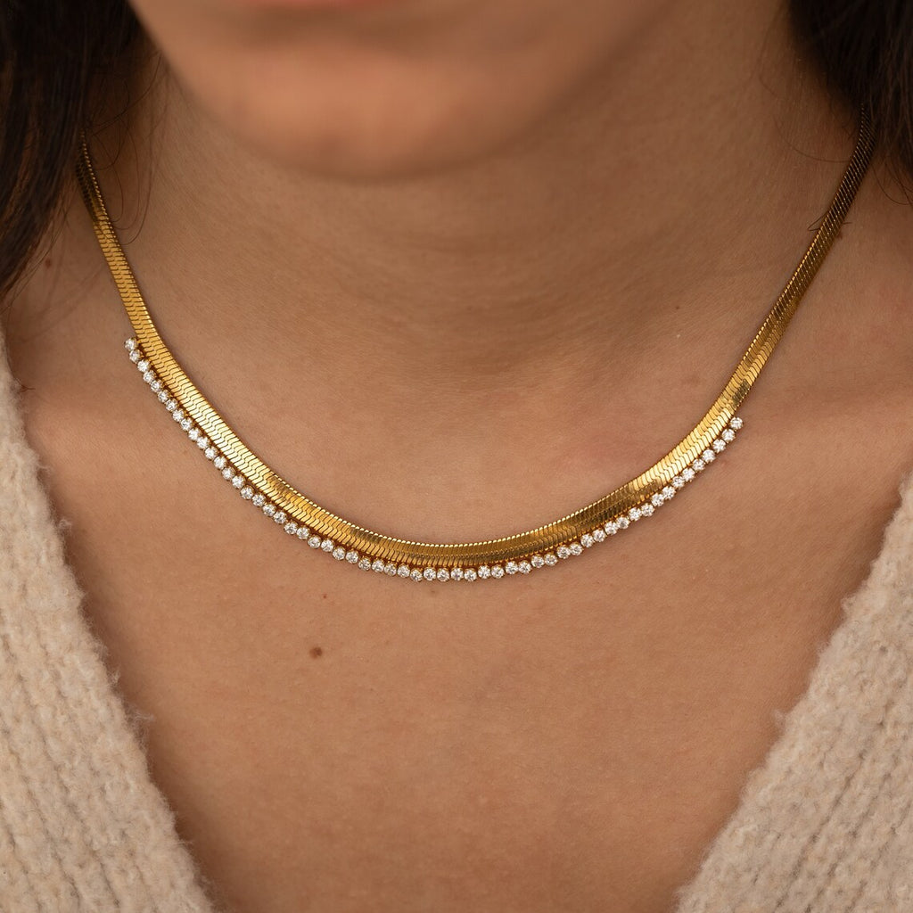 18KT Gold Plated Olivia Necklace White - Atulya Jewellers