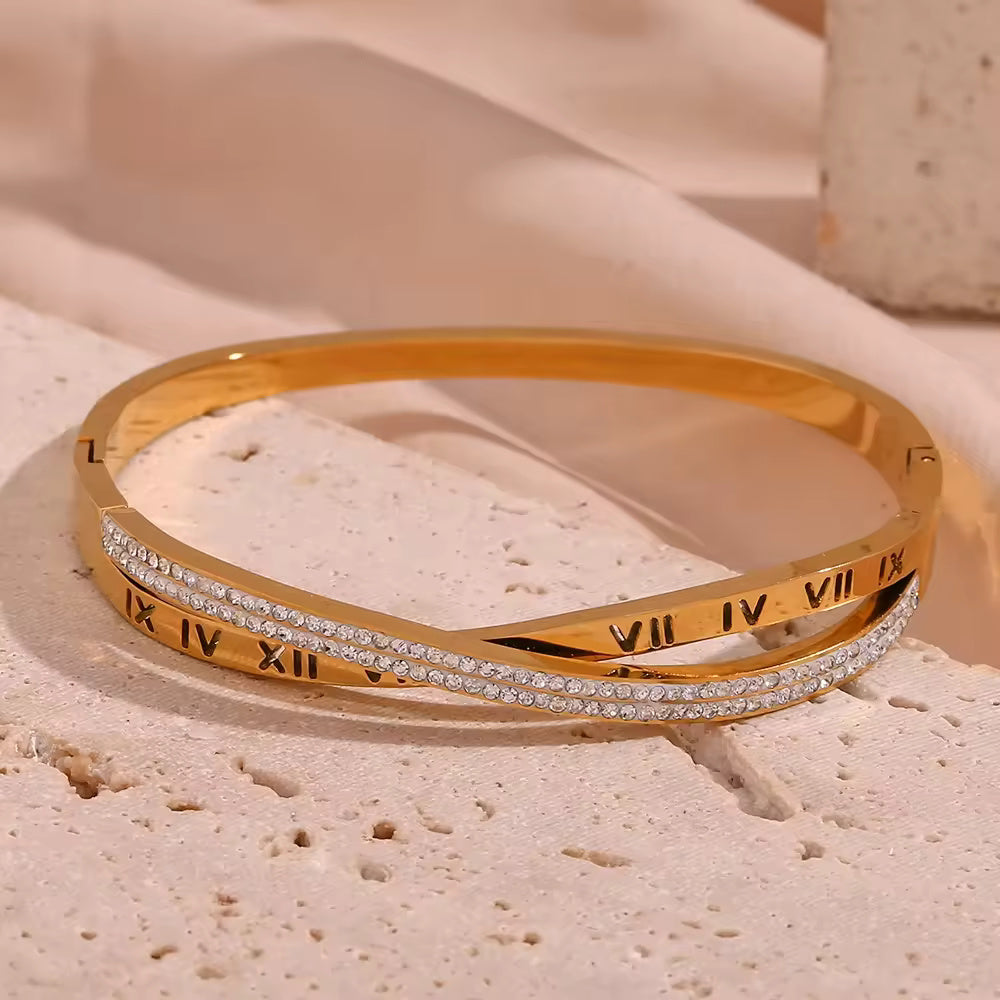 18KT Gold Plated Roman CZ Bracelet - Atulya Jewellers