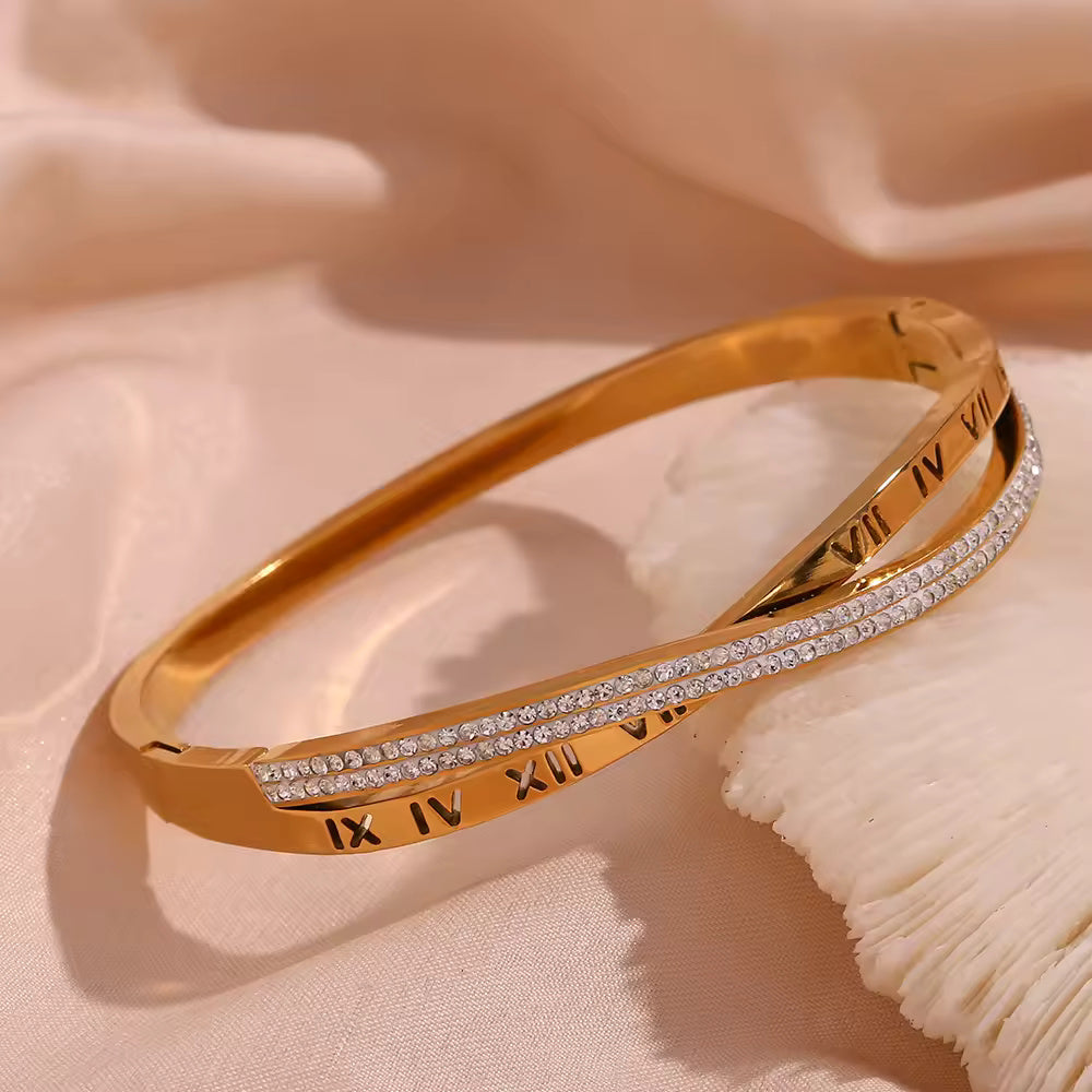 18KT Gold Plated Roman CZ Bracelet - Atulya Jewellers