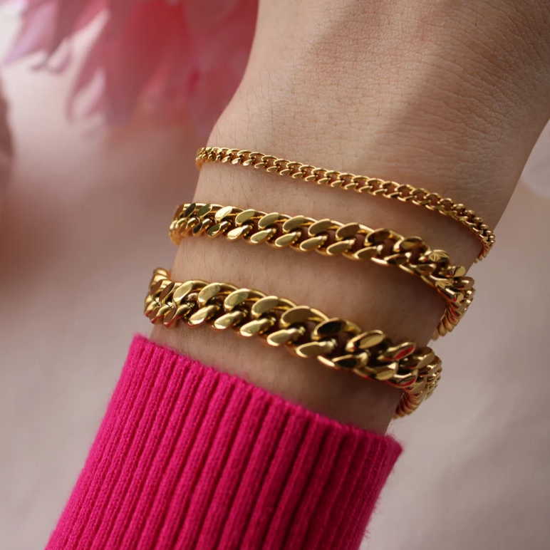 18KT Gold Plated Cuban Chain Bracelet - Atulya Jewellers