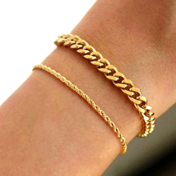 18KT Gold Plated Cuban Chain Bracelet - Atulya Jewellers