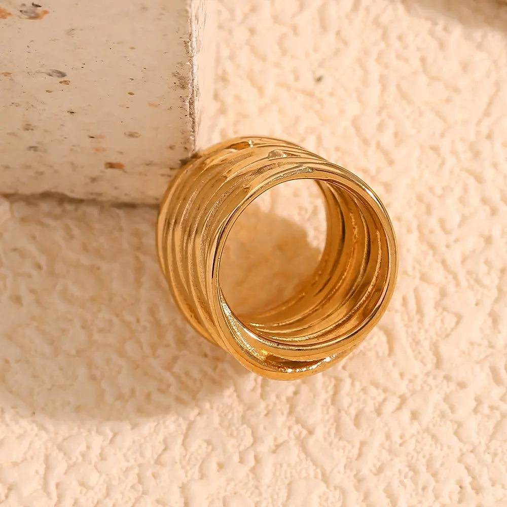 18KT Gold Plated Multilayer Ring - Atulya Jewellers