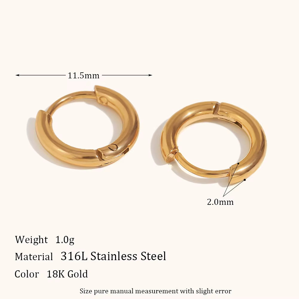 18KT Gold Plated Classic Round Huggies 12mm - Atulya Jewellers