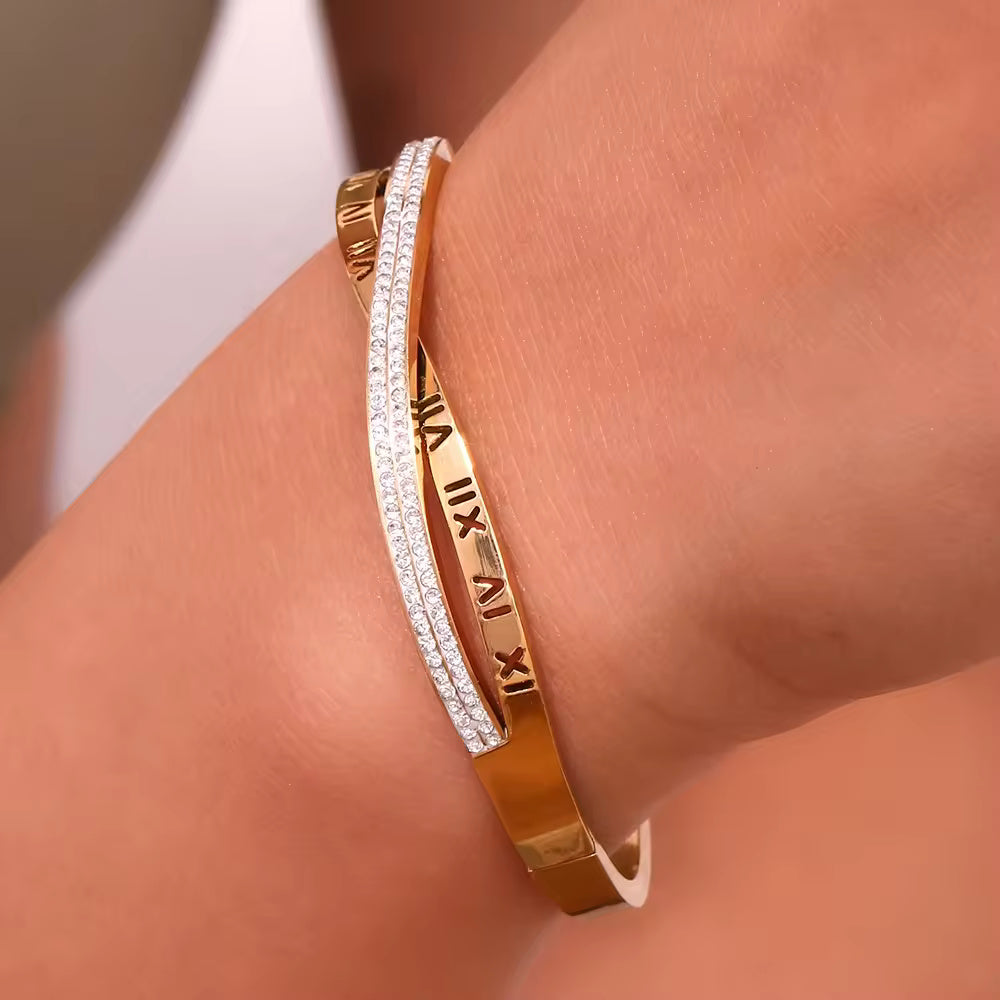 18KT Gold Plated Roman CZ Bracelet - Atulya Jewellers
