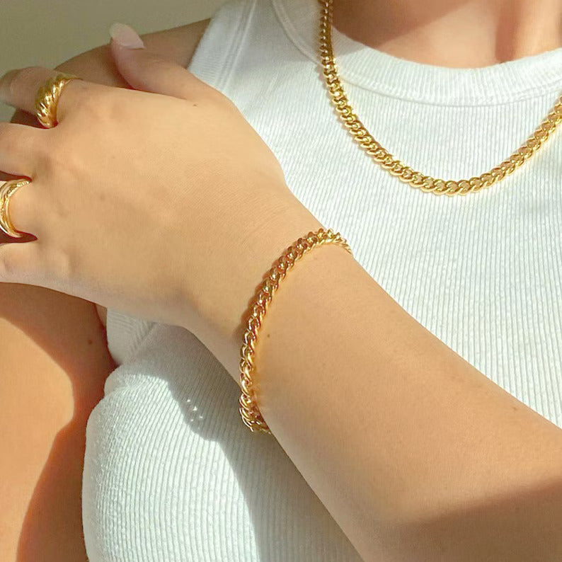 18KT Gold Plated Cuban Chain Bracelet - Atulya Jewellers