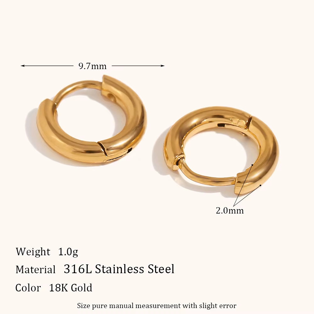 18KT Gold Plated Classic Round Huggies 10mm - Atulya Jewellers