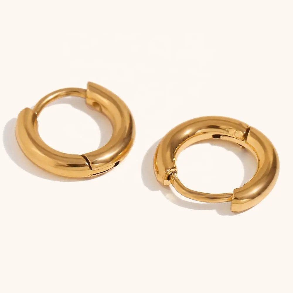 18KT Gold Plated Classic Round Huggies - Atulya Jewellers