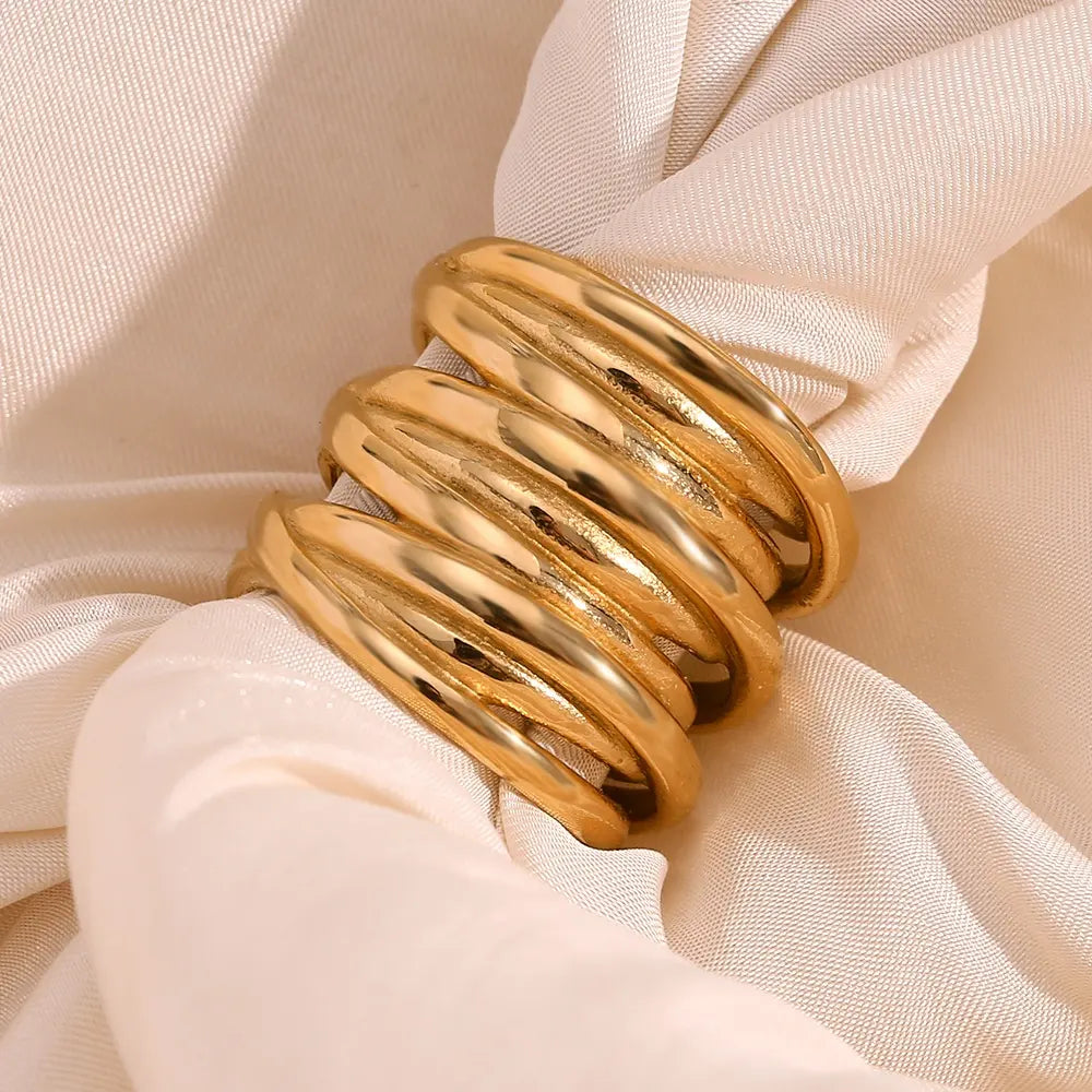18KT Gold Plated Multilayer Ring - Atulya Jewellers