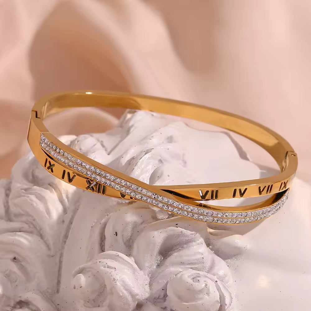 18KT Gold Plated Roman CZ Bracelet - Atulya Jewellers