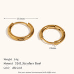18KT Gold Plated Classic Round Huggies 14mm - Atulya Jewellers