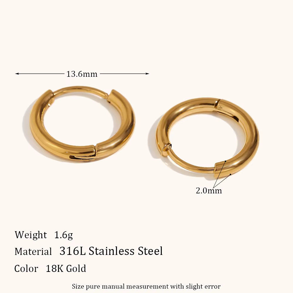 18KT Gold Plated Classic Round Huggies 14mm - Atulya Jewellers